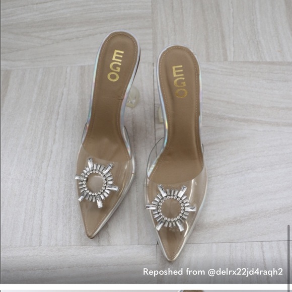 Ego new Studded Pointed Toe Transparent Thin Heels - Picture 1 of 2